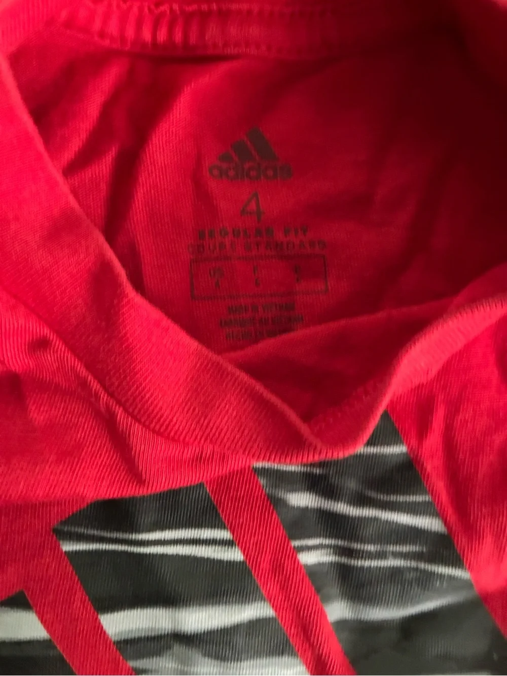 Boys adidas Red Long Sleeve Tee with Black Logo Stripe 4t
